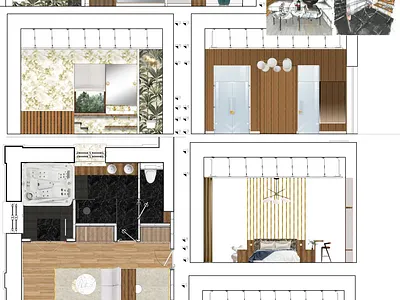 HOTEL- wall views autocad design hotel interior interior architecture midcentury modern photoshop sketch wallpaper