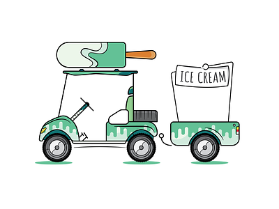 Ice Cream Cart | Green apparel design branding design draw flat flow golf cart illustration illustrator interaction interface process procreate sketch tee shirt ui ux vector art web web design