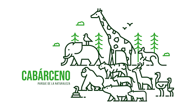 Cabárceno Nature Park animals bear elephant giraffe green icon iconography illustration monkey nature park vector