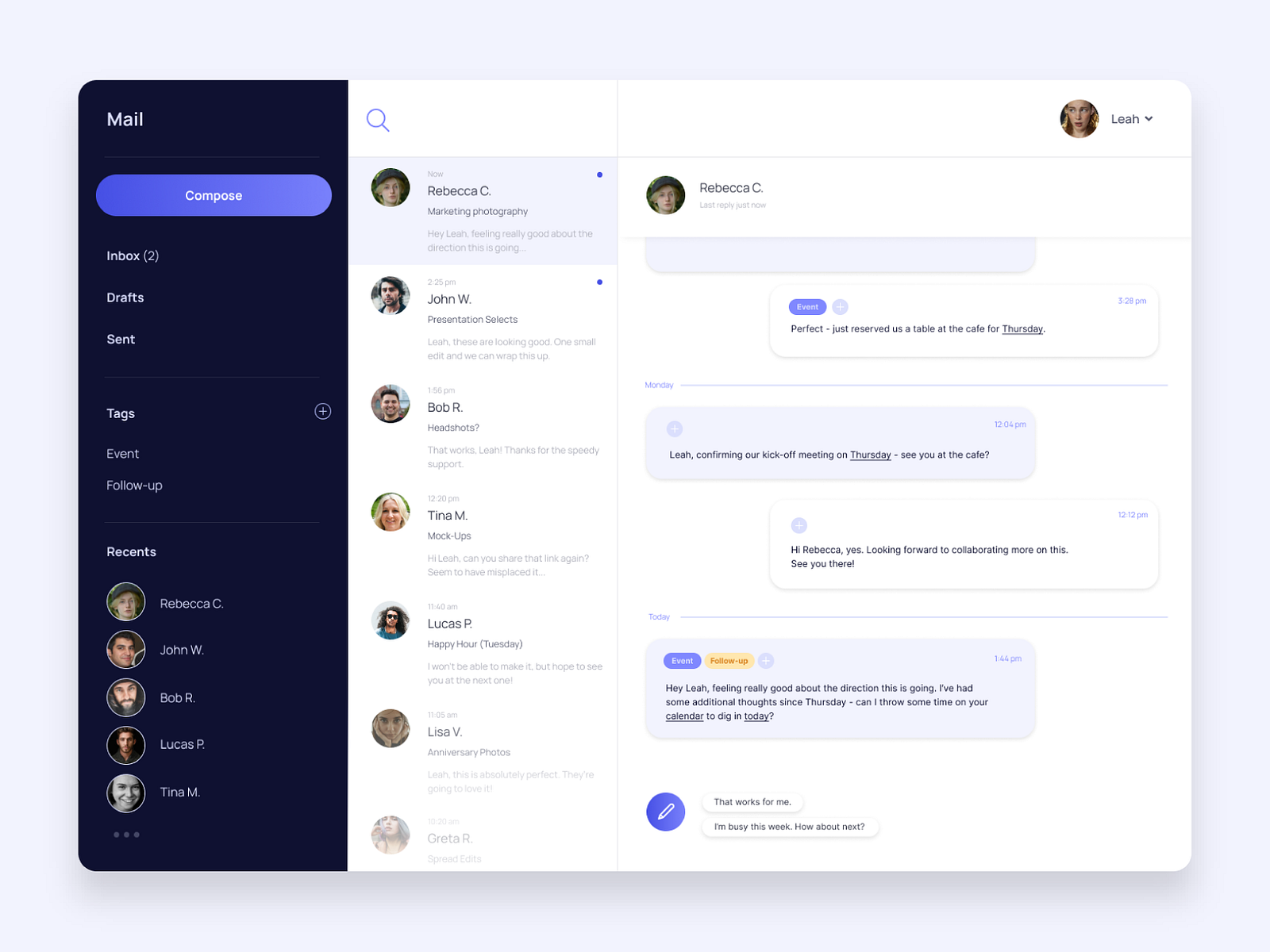 Email Interface by candace gabel on Dribbble