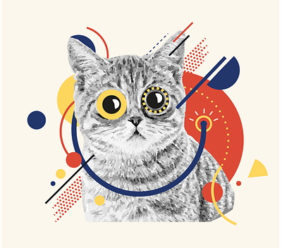 "CATHAUS" adobe illustrator art bauhaus cat design geometric illustration shapes style vector