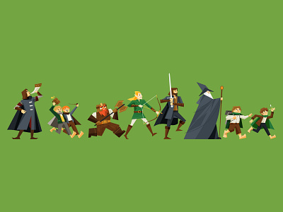 The Fellows! fan art illustration lord of the rings lotr vector