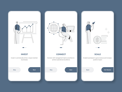 Vencura Onboarding app screens finance illustraion investment onboarding startup ui