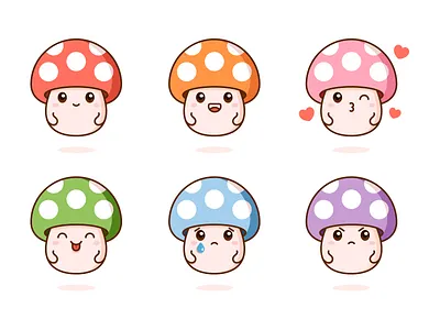 Mushrooms ! cute design facial expressions graphic illustration kawaii mushrooms vector