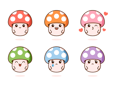 Mushrooms ! cute design facial expressions graphic illustration kawaii mushrooms vector