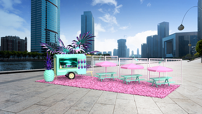 Pineapple Whip 3d art 3d design 3d designer adobe dimension adobe photoshop booth brand design brand identity branding experiential experiential design food truck ice cream truck immersive installation installation art mint green pink pop up