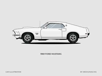 Car Illustration 02 | 1969 FORD MUSTANG adobe illustrator brand car design designer digital art digital illustration ford ford mustang illustraion illustration illustration art mustang poster art posters simple vector vectors