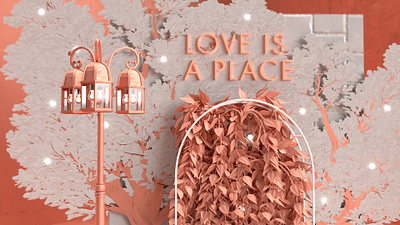 Love is a Place Wedding Pop-up 3d art 3d design 3d designer adobe dimension adobe photoshop booth brand design brand identity branding bridal copper and cream experiential experiential design photo opp photobooth pop up tradeshow tradeshow booth typography wedding