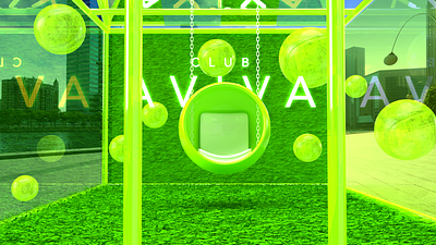 Club AVIVA Tennis Activation 3d art 3d design 3d designer adobe dimension adobe photoshop booth brand design brand identity branding canada open experiential design greenhouse installation art neon green pop up tennis tradeshow typography