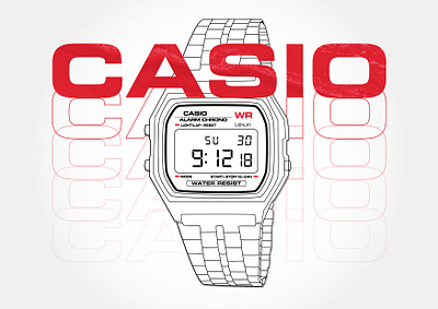 Casio Watch Illustrated branding concept design graphicdesign illustration industrial design tattoo design watch