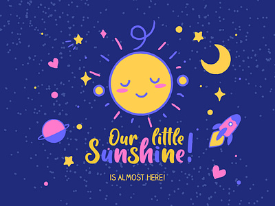 Our little sunshine! baby baby shower cute illustration sun