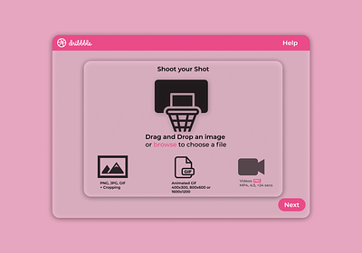 Daily UI 031 basketball basketball design daily ui daily ui 031 daily ui 31 dailyuichallenge dribbble dribbble best shot dribbble shots dribbbleredesign file upload file upload design file upload dribbble file upload ui light pink pink ui uiux user interface ux