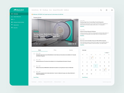 Hospital Communication Hub calendar communication dashboard desktop desktop app homepage hub medical news portal saas ui user experience ux web web design