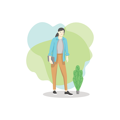 girl at work character employee flat illustration vector vector illustration
