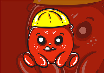 baby monster character 01 artwork baby background cart cartoon character cute flat design flat illustration funny illustration kawaii magic monster mystic occult red redesign sticker vector