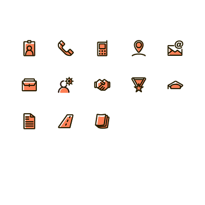 resume icons colour glyphs icon design icon packs icon sets icons iconset orange outline outlines