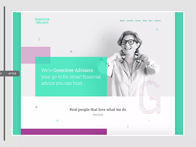 Greentree Advisers website before and after before and after brand creative direction insurance re brand refresh river river digital update website