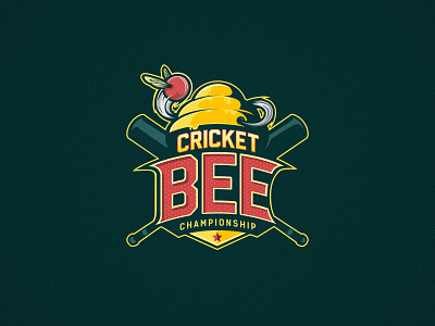 CRICKET BEE CHAMPIONSHIP badge bee championship cricket cricket logo design emblem graphics hive honey identity illustration illustrator logo logo design sports sports logo typography vector