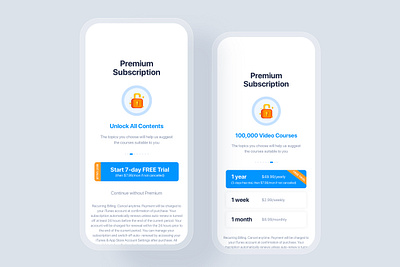 Premium Subscription UI concept app course app courses education education app instructor interface learning learning app material minimal mobile premium school subscription training ui kit video app video course