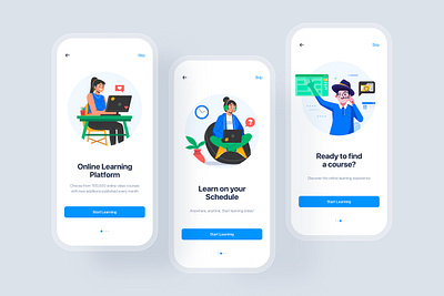 Onboarding - Online Course UI Kit app certificate class course app courses education education app instructor interface learning material minimal mobile premium school subscription teacher training ui kit video app