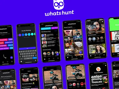 WhatsHunt: Learn Anything! App Design & Build V2 app branding dark mode design education elearning mobile ux