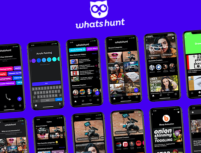 WhatsHunt: Learn Anything! App Design & Build V2 app branding dark mode design education elearning mobile ux