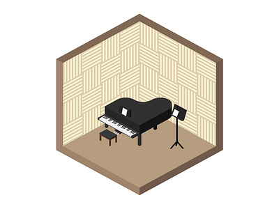 Isometric Piano Room flat flat illustration isometric isometric design isometric illustration isometric piano room minimal piano piano keys room rooms vector