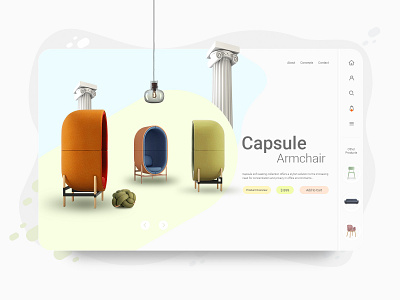 Office Furniture Store / E-Commerce (V2) armchair capsule decoration design ecommerce furniture illustration minimal office typography ui ui design ux webdesign website