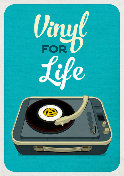 Vinyl for Life calligraphy design flat hipster illustration retro swooshes typogaphy vector vintage vintage design