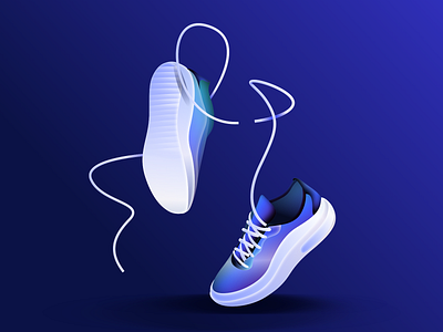 🏃‍♂️Run! 🏃‍♀️ blue design gradient illustration iteo vector 插图