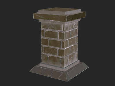 Stylized Brick Column (3D) 3d 3d model blender3d column game art game asset pillar stone stylized substance painter zbrush