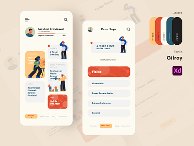Mobile Apps Exploration "Kelas Saya" android app design app app design design minimal mobile app mobile app design mobile ui ui user interface ux
