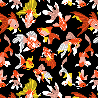 Gold fish seamless pattern abstract design fish gold illustration pattern seamless