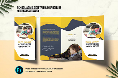 School Admission Trifold Brochure admission admission brochure admission open admission trifold collage brochure education trifold international school kids school photoshop template school admission school admission brochure school brochure school open house student study teacher transfer trifold brochure university university brochure