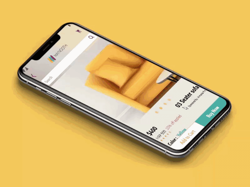 Online Furniture - Product Color Change adobexd color change micro interactions mockups online shopping product page ui uxui yellow