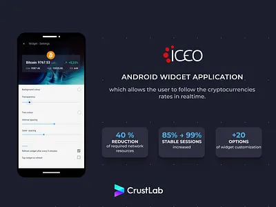 Iceo android widget application appdesign appdevelopment appillustration casestudy cryptocurrency design financeapp fintech mobiledesign ui uidesign ux uxdesign uxui