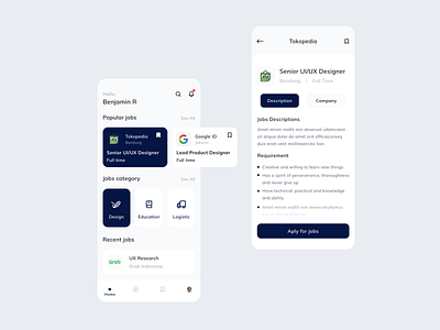 Job Finder App app design finder job job finder mobile ui uiux ux