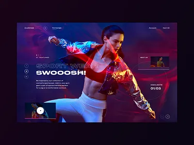 Carine fashion store - Swooosh sport wear clean dark darkmode fashion modern sport typography ui ux