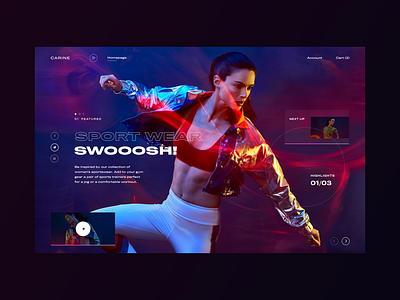 Carine fashion store - Swooosh sport wear clean dark darkmode fashion modern sport typography ui ux