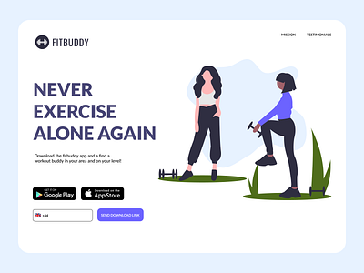 A simple landing page for a workout app- Daily ui 003 100 daily ui 100 days challenge 100 days of ui 100daychallenge app dailyui design download fitness fitness app illustration ui workout