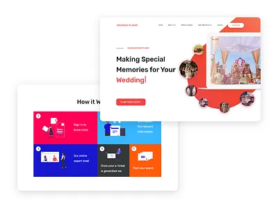 Online Wedding branding business design free illustraion online red shadi simple single page ui uiux website wedding invite