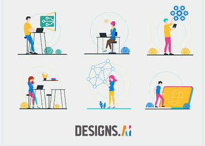 Digital Life Illustrations by Graphicmaker connectivity designs.ai digital free graphic design graphicmaker graphics illustration it lifestyle productivity tech technology vector web