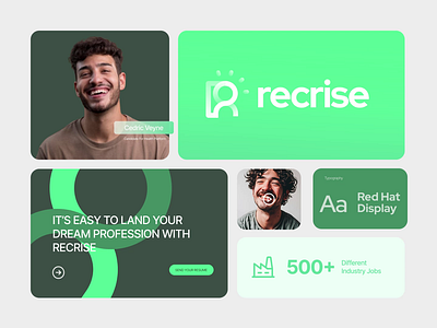 Visual Identity For Recrise brand creator branding ecommerce icon identity job platform job seeker logo logo design logo designer loop modern logo r logo recruitment logo rise saas startup talent vector visual