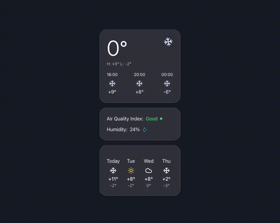 Weather UI Widget animation motion graphics ui