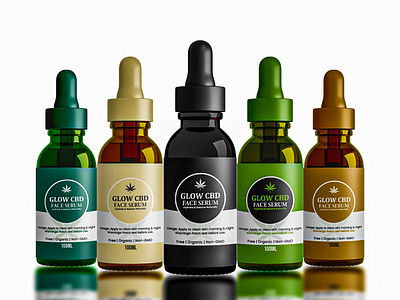 Glow CBD Face Serum Oil Label Design box packaging design graphic design