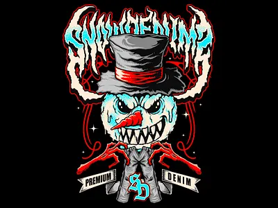 SNOWMAN ARTWORK - SNOWDENIMZ VECTOR ILLUSTRATION art branding denim design graphic design illustration logo logo branding skeleton ui ux vector