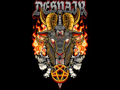 DESPAIR - GOAT PENTAGRAM SKULL VECTOR ILLUSTRATION art band merch branding design graphic design hardcore illustration logo merchandise metal art metal cover skeleton t shirt design t shirt merch ui ux vector