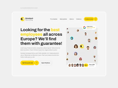 Strambach Recruiting - Recruiting the best employees alexandersamar design recruiting ui uiux ux webdesign website yellow