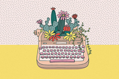 A Better Because Project cacti design illustration plants typewriter