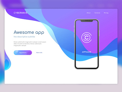 Cyberwave app business landing landing page marketing mobile template one page promotion sass sass landing page startups ui web web design web template